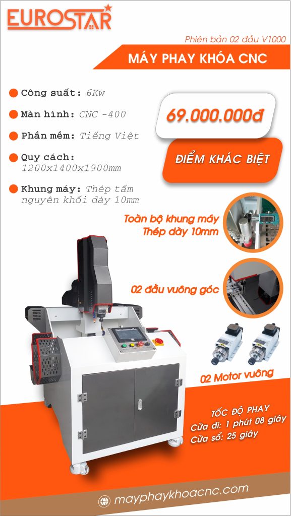 MÁY PHAY KHÓA 2 ĐẦU CNC V1000