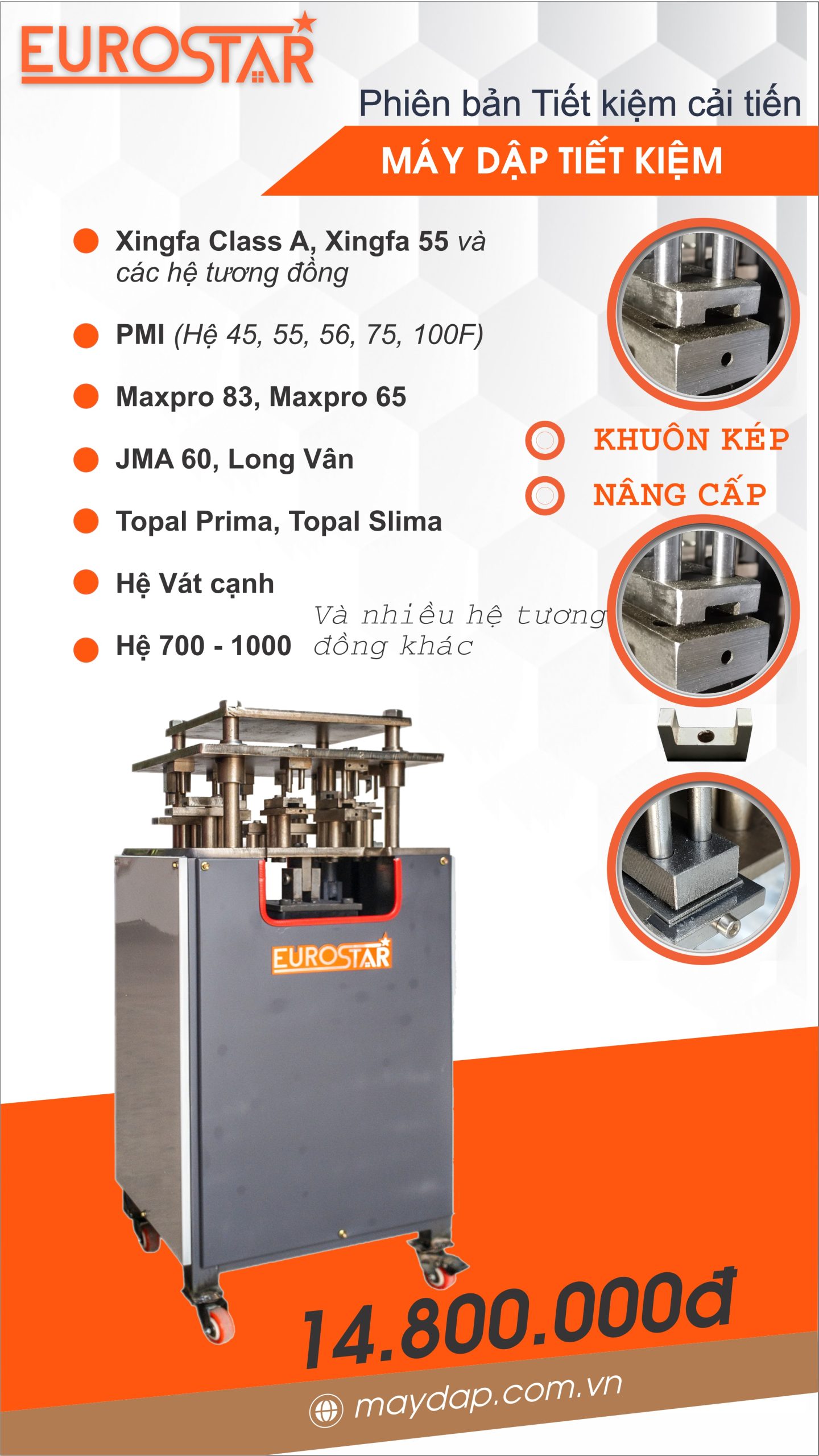 máy sản xuất cửa nhôm uy tín Máy dập ke giá rẻ