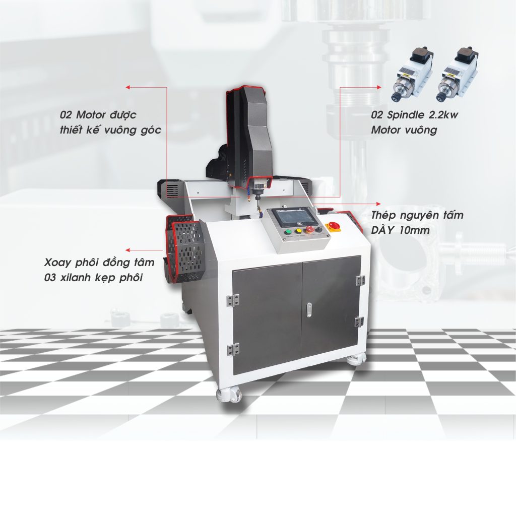 Máy phay khóa 2 đầu CNC V1000