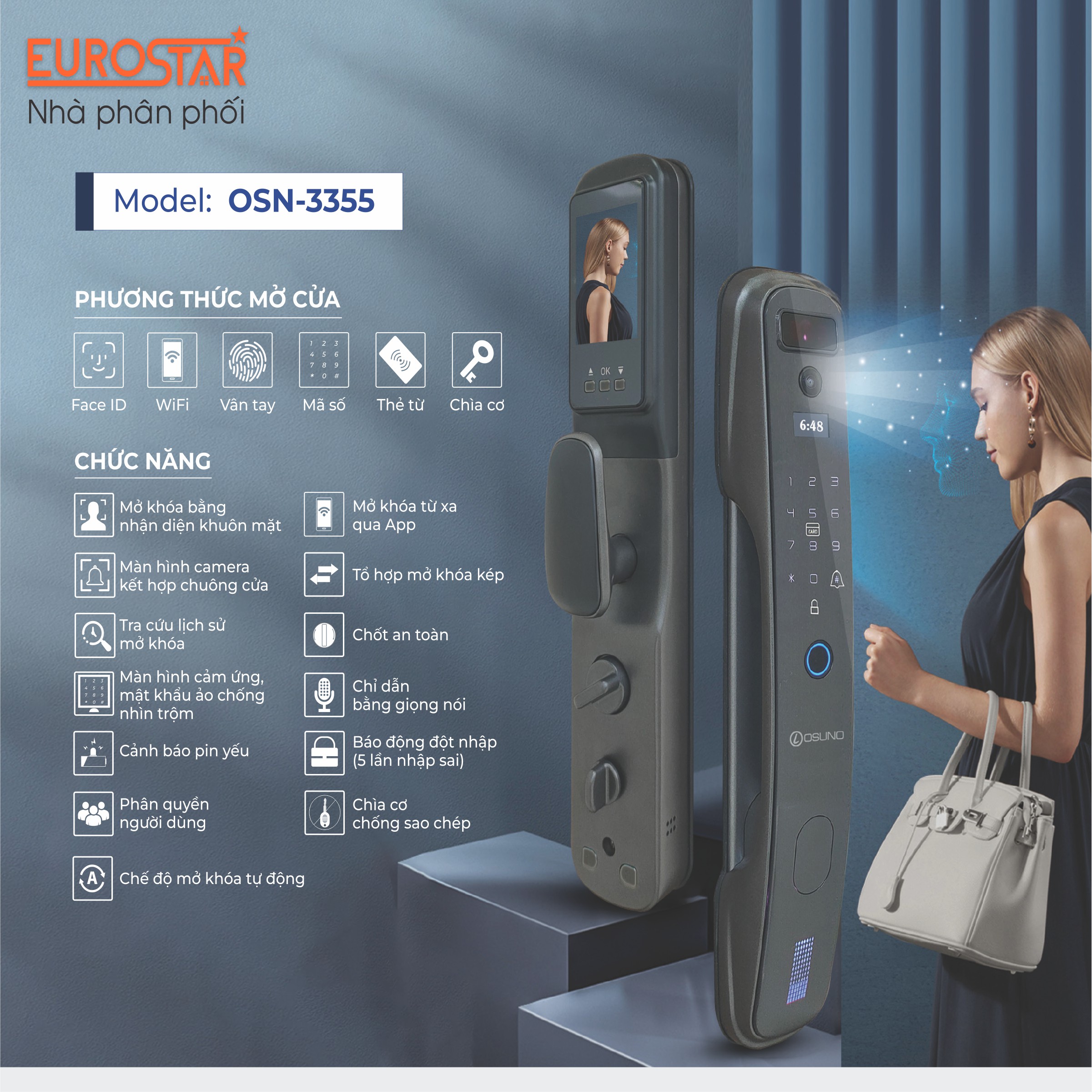 Khóa Nhận Diện Khuôn Mặt OSN-3355
