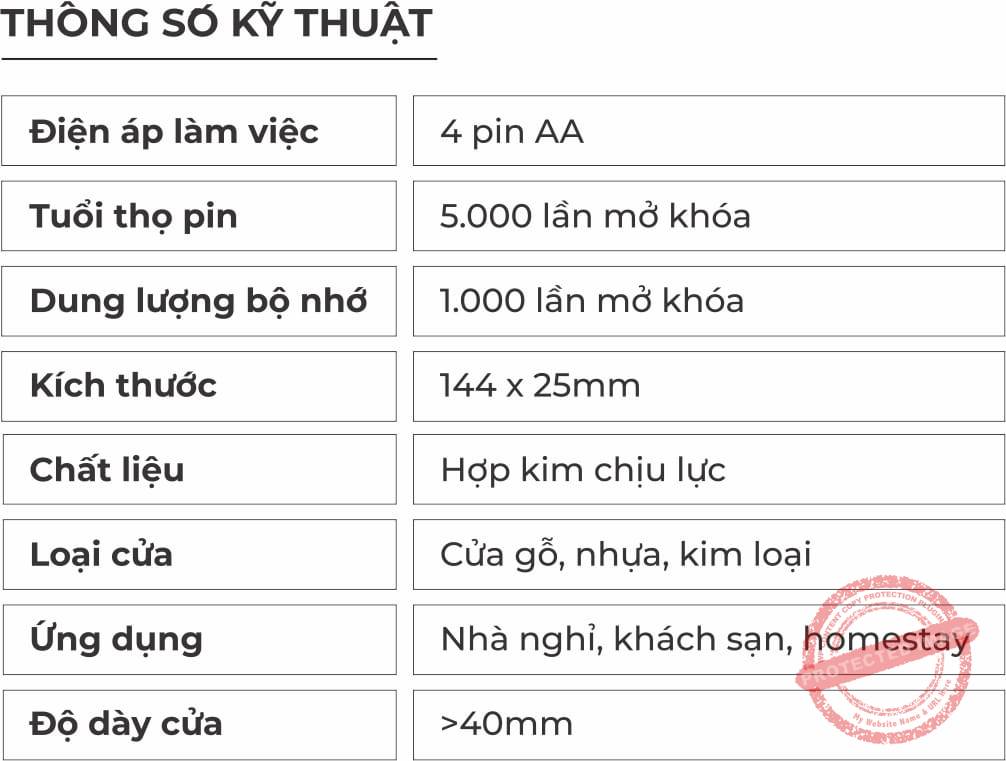 Thông số Khóa Khách Sạn OSN-3338