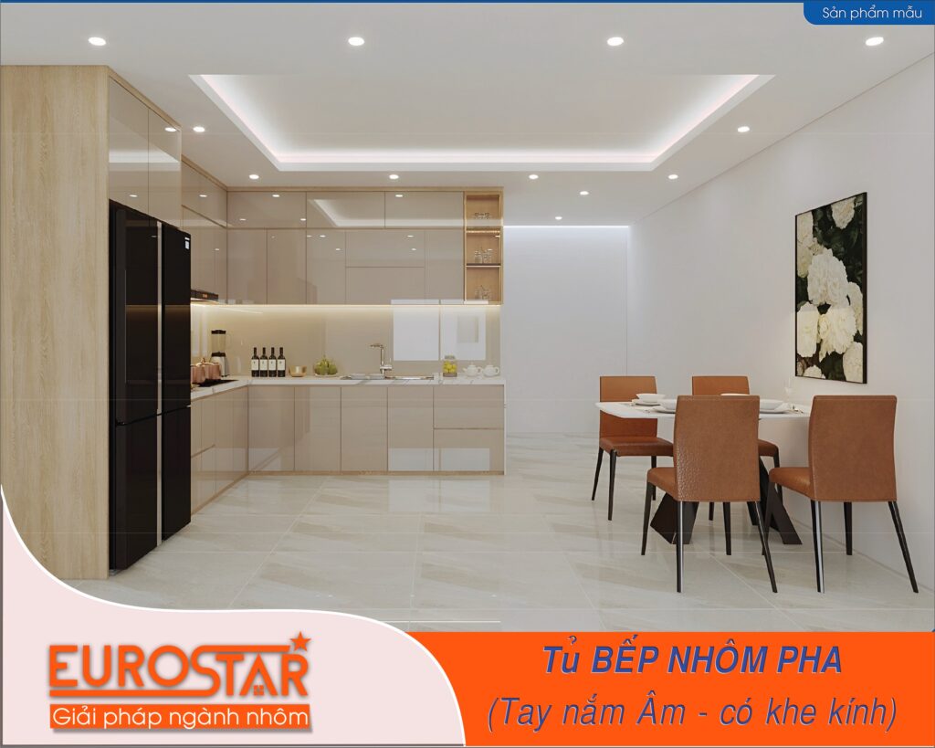 tủ bếp tay nắm âm