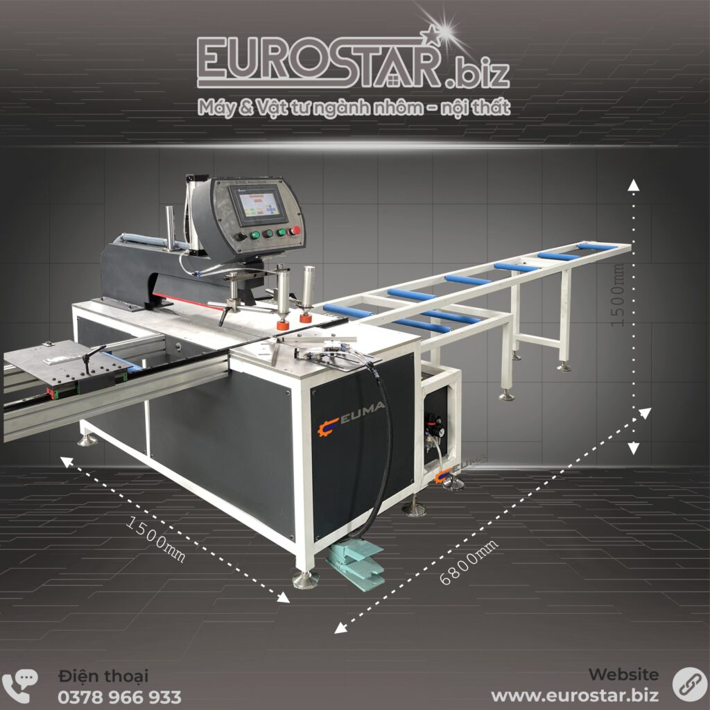 Kích thước máy cắt phay nhôm tấm 3 trong 1