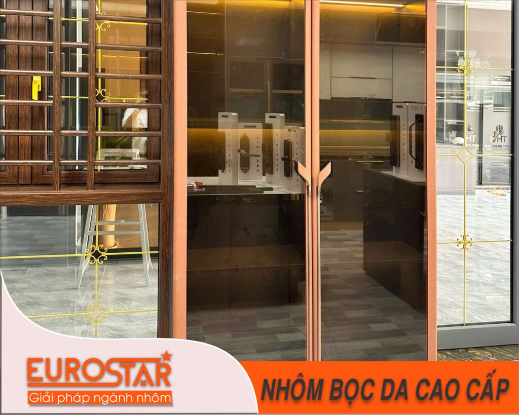 Tủ nhôm cánh kính bọc da