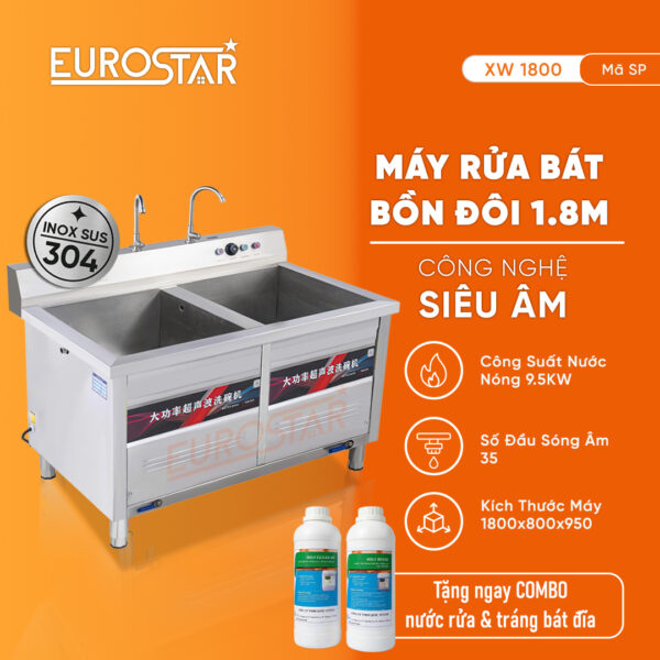 Máy rửa bát công nghiệp bồn đôi XW1800 Ultra Sonic